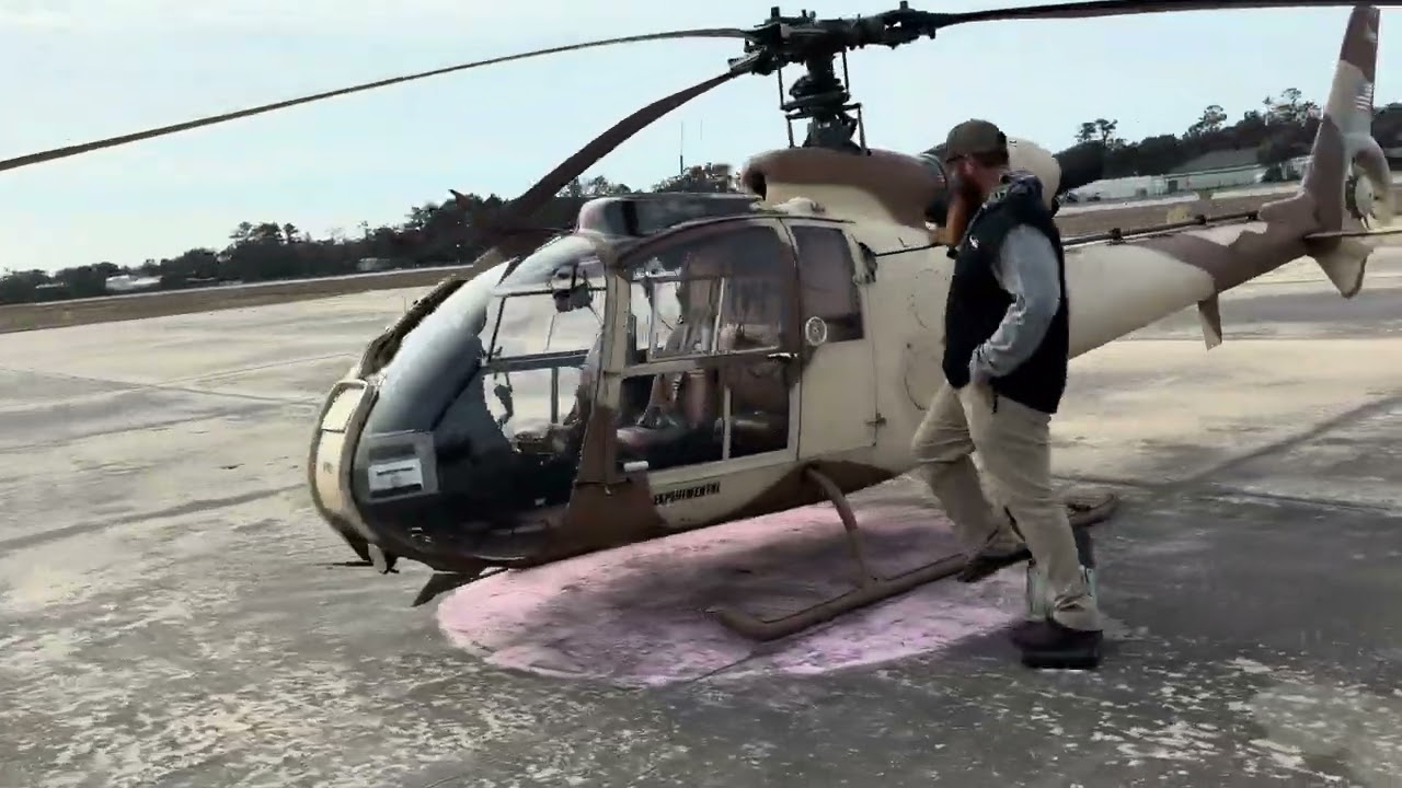 We flew Dans eurocopter gazelle to saint Simon’s island for a marketplace find! 