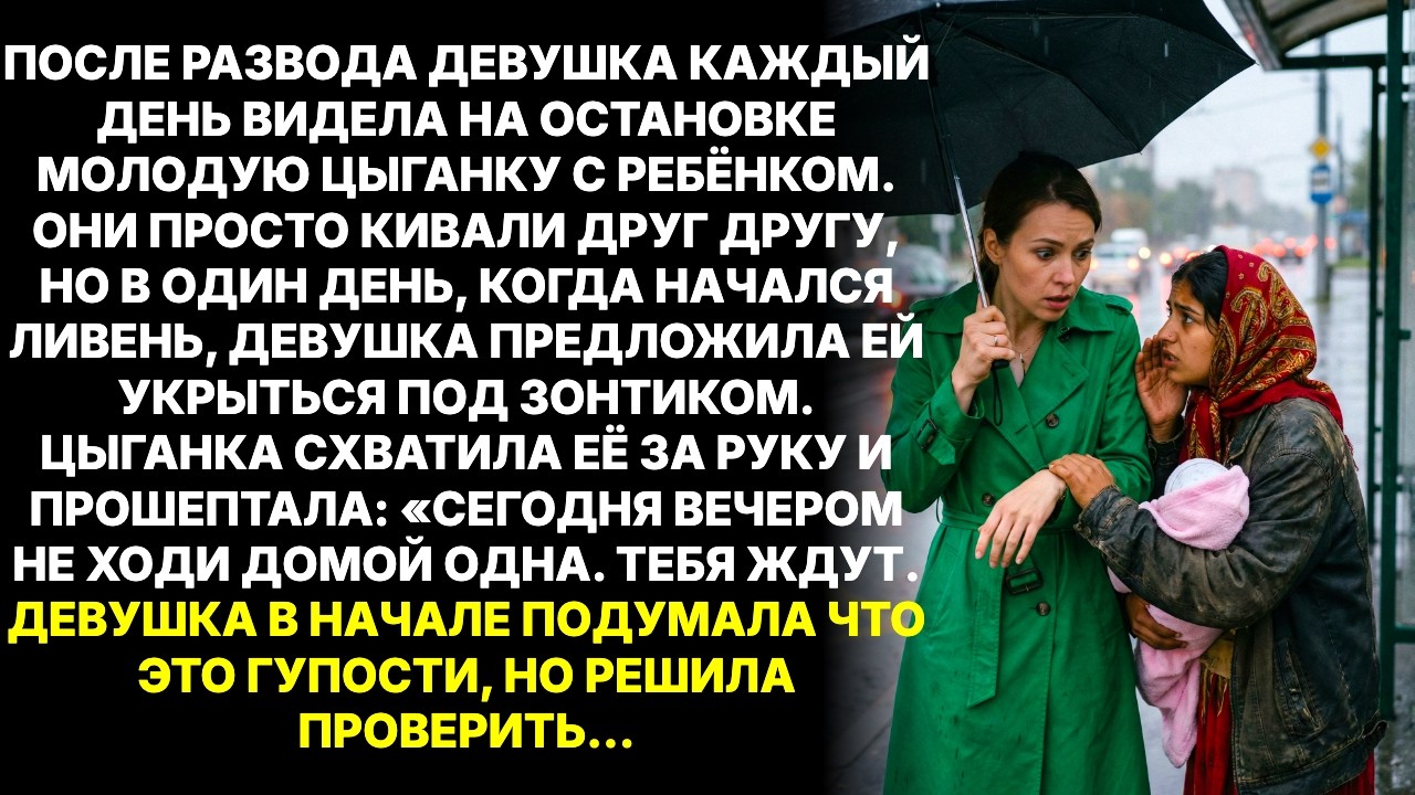 На остановке цыганка схаватила за руку девушку и прошептала - Сегодня не ходи домой...