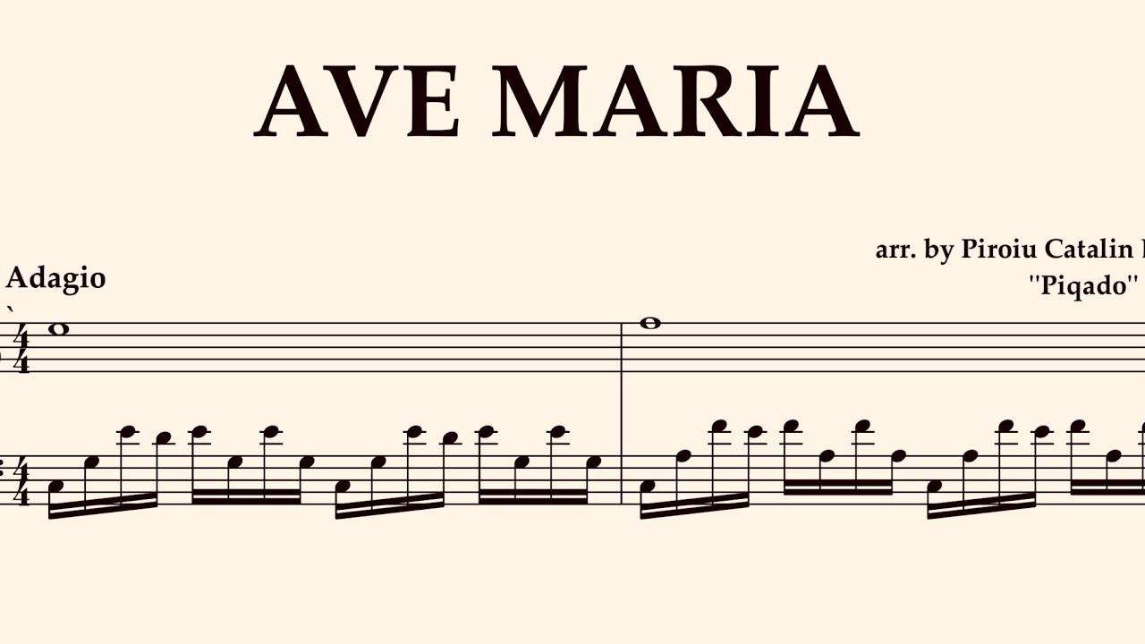 Ave Maria - Charles Gounod arr. by Piqado for Solo Piano Sheet Music Easy to Read