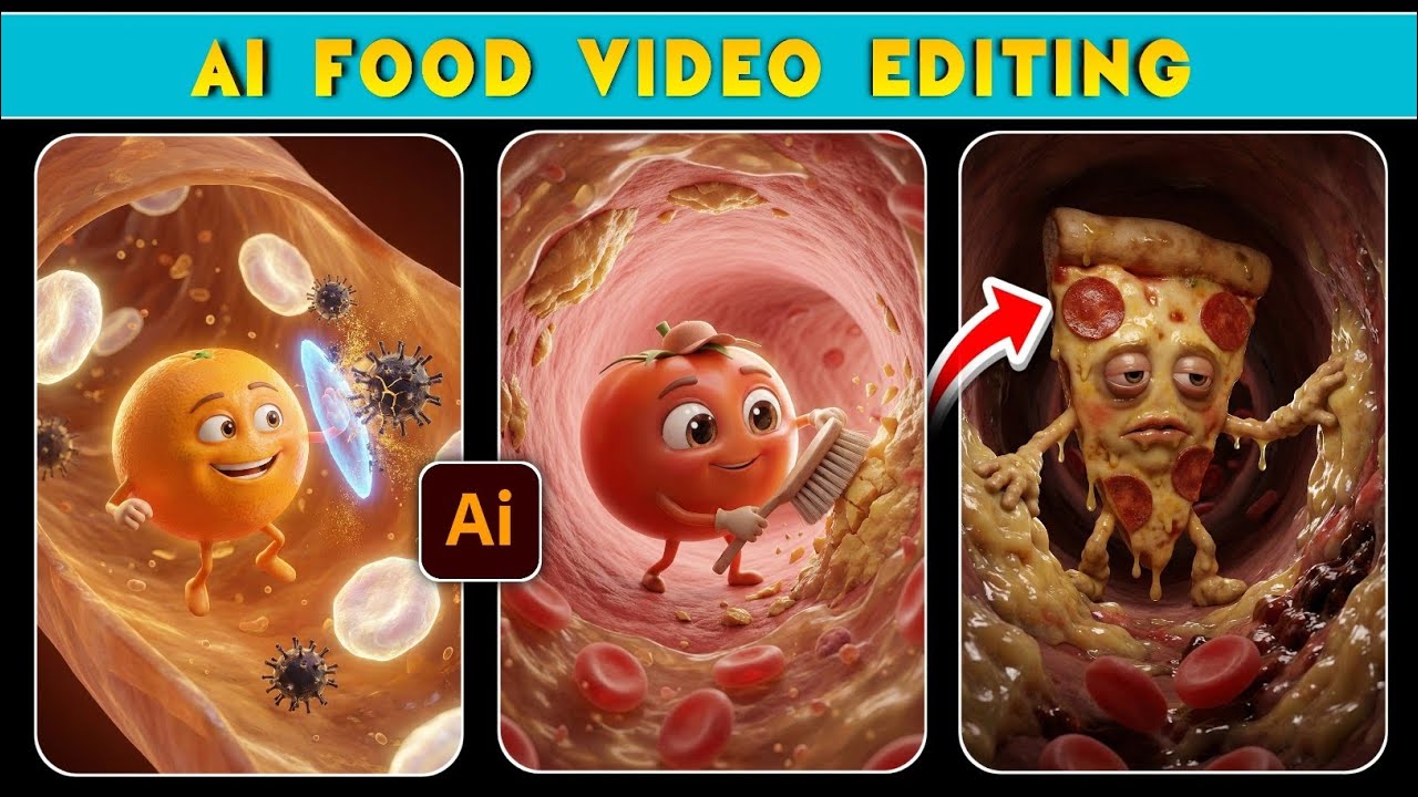 AI Food Animation Editing | Inside Human Body Video Effect