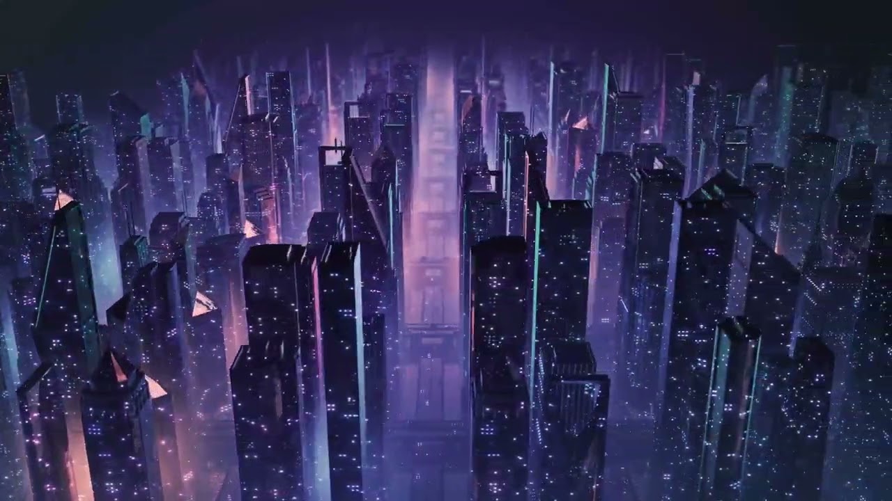 Futuristic Retro City Flythrough At Night Screensaver 4K
