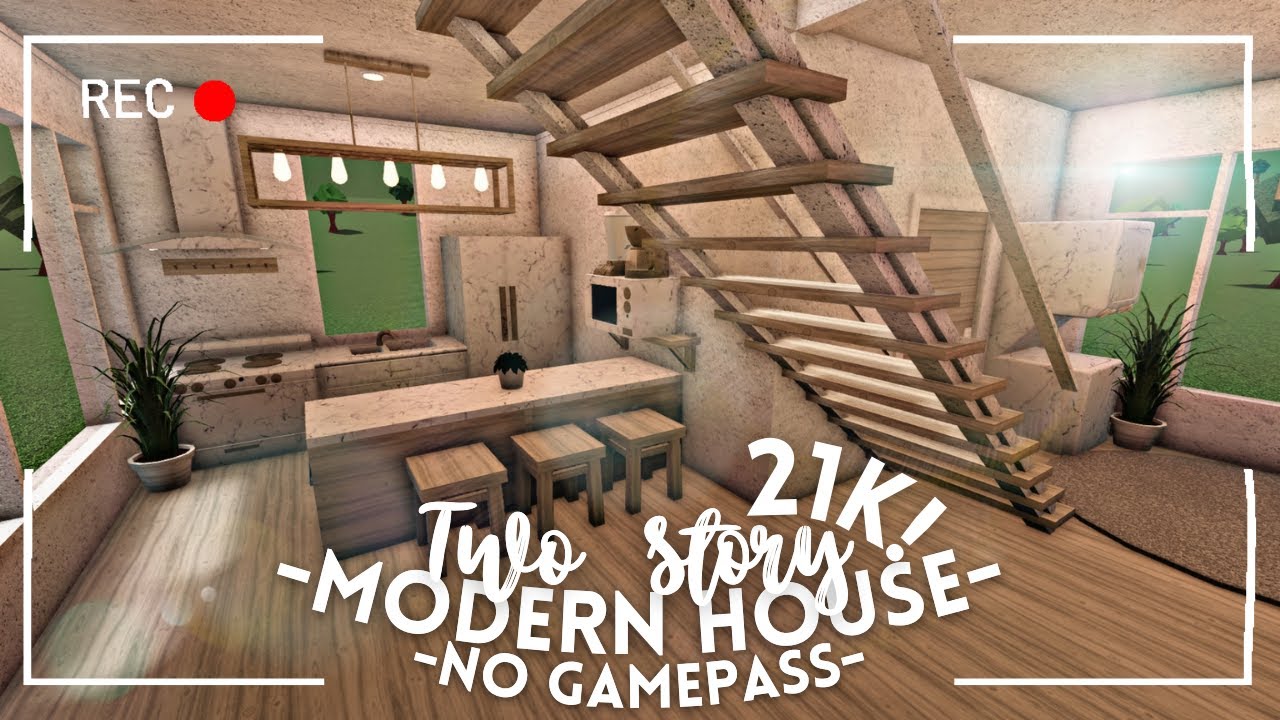[ roblox bloxburg ] no gamepass minimalist two story family house 21k! ꒰ build & tour ꒱ - itapixca