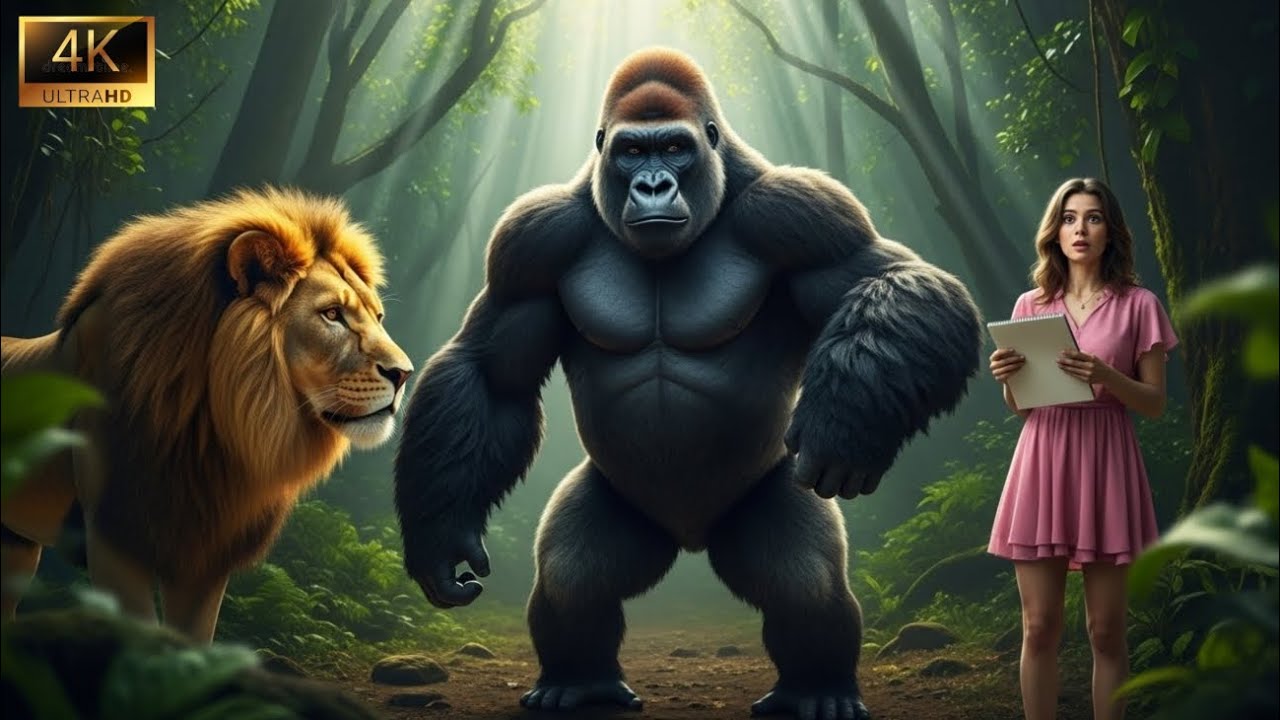 Life 3.2 Million Years Ago – Gorilla Saves The Girl From a Lion in Prehistoric Savannah and Forest