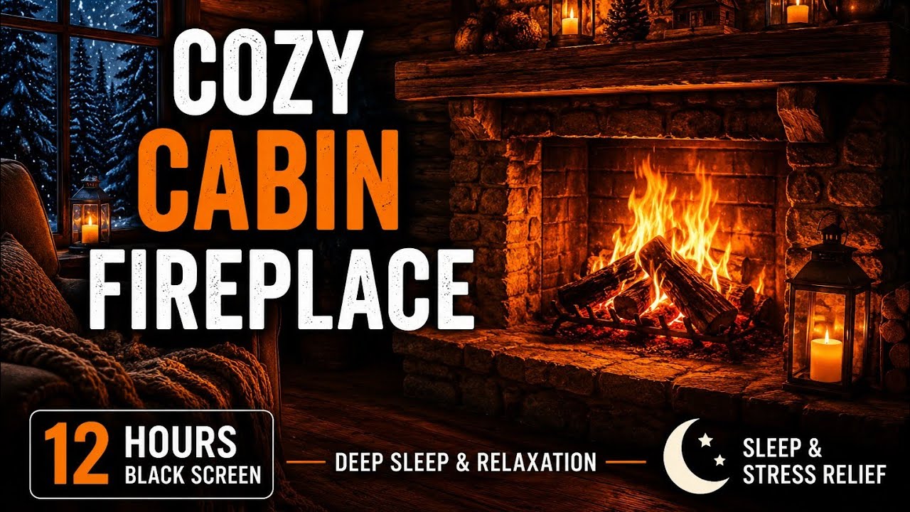 Cozy Fireplace Crackling (12 Hours) | Black Screen | Sleep • Relax • Study