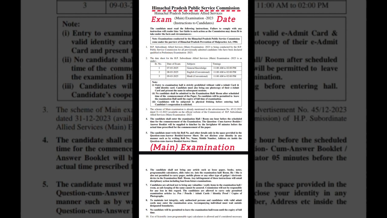 HPPSC exam date 2025 HPAS mains exam date#hppsc #examschedule #shortvideo #short #exam