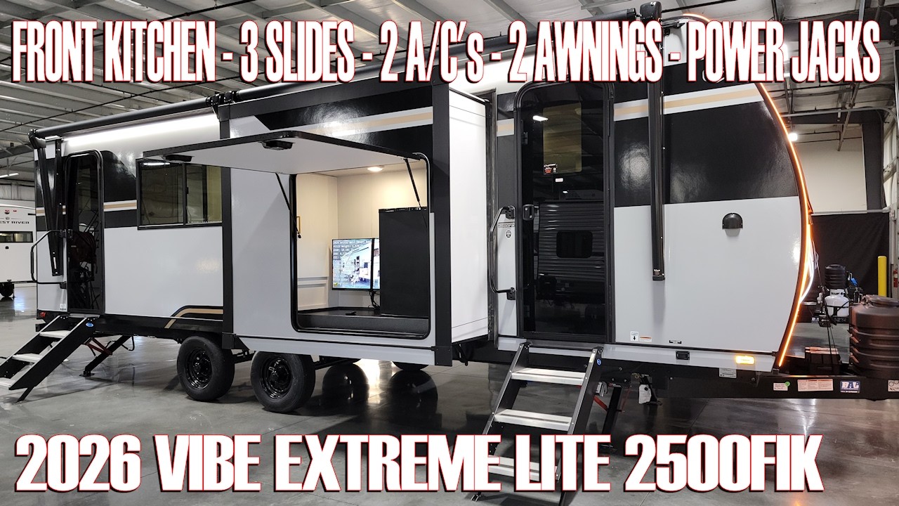 NEW 2026 Vibe 2500FIK Extreme Lite Front Kitchen 3 slide out travel trailer at Couchs RV Nation