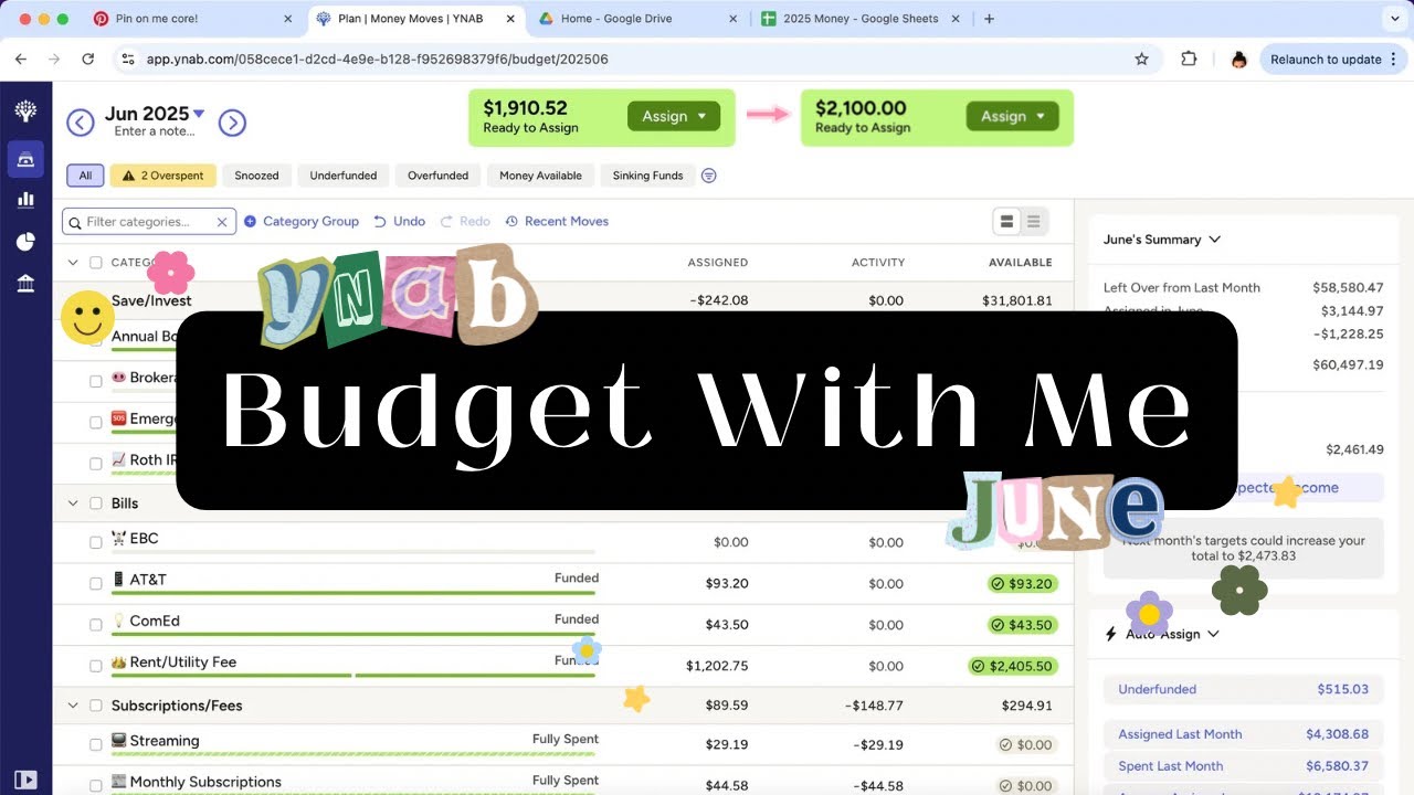 YNAB Budget With Me | June 20, 2025 Paycheck | Thoughts on moving