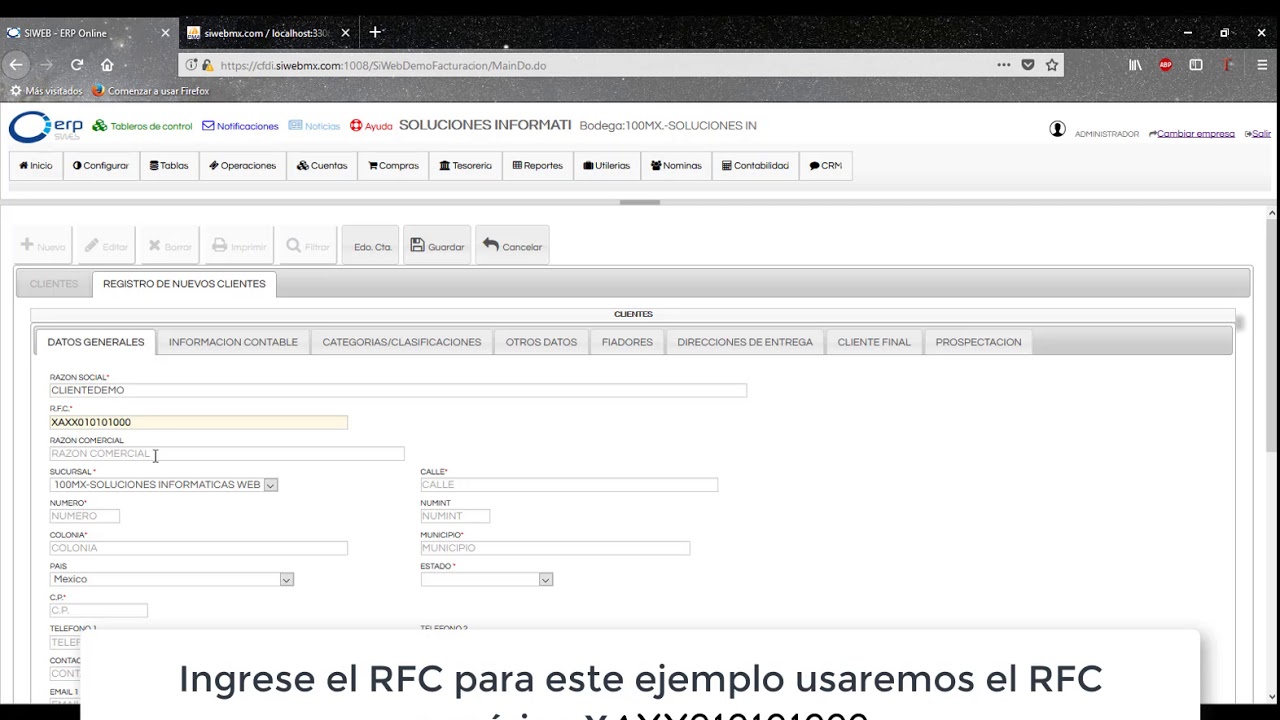 Dar de alta clientes