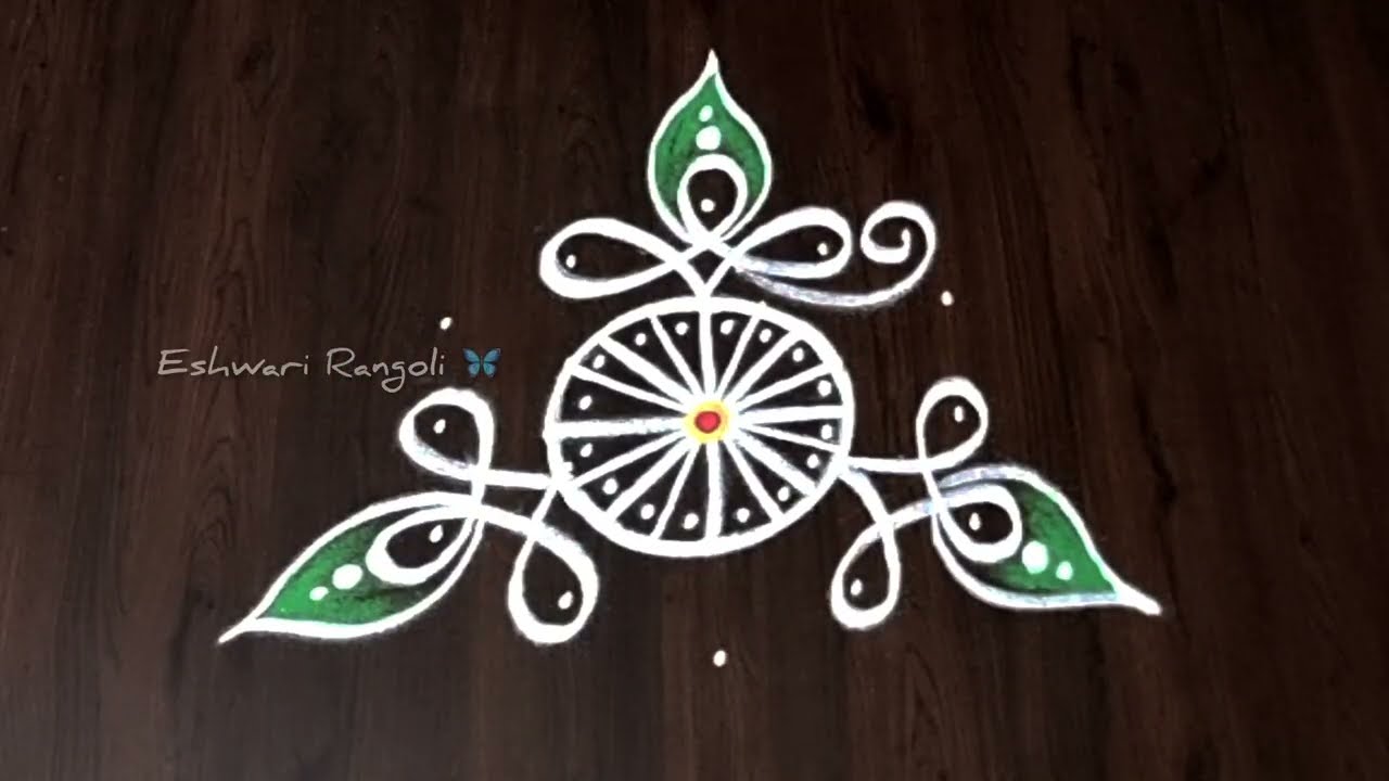 🌼🌺🍀Latest 5-3 dots Traditional rangoli || Easy rangoli designs by Eshwari🍀🌺🌼