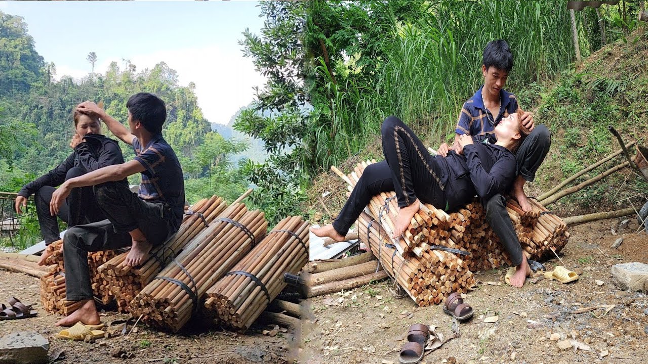 After pouring the floor, Phong and I went to buy tree cores and cook delicious food [ Mi mủi]