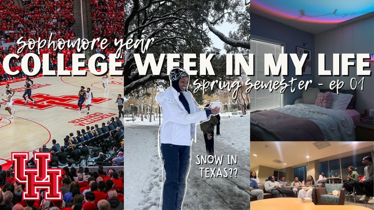 COLLEGE WEEK IN MY LIFE 2025 ❄️| University of Houston| basketball game, worship night, snow day