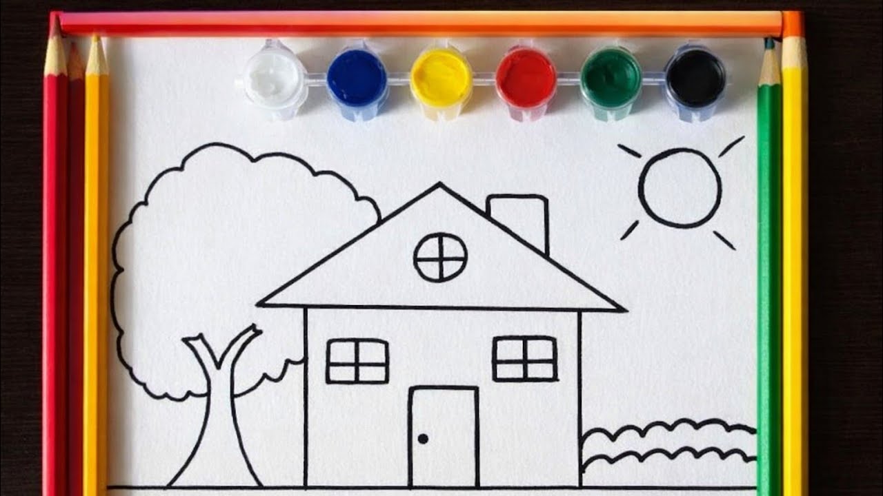 🏠 Easy Home Drawing for Kids | Step by Step House Drawing Tutorial