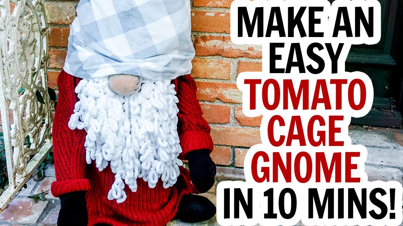 10 Minute Tomato Cage Gnome / Porch Gnome for Christmas / Christmas Gnome / Outdoor Gnome DIY