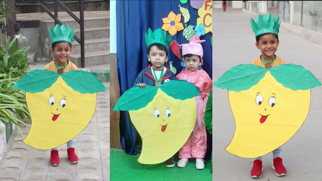 Fruits fancy dress Competiton| How to make Mango Dress| Paper fruits costume for fancy dress