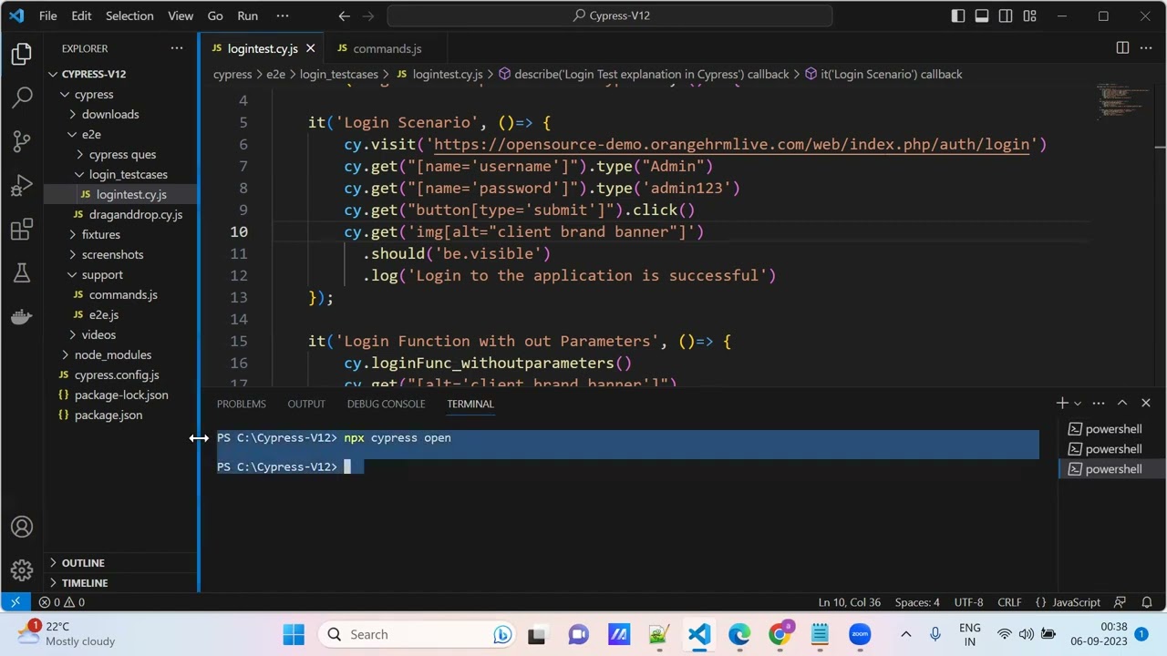 How to switch between Visual Studio code Terminal and Command line Terminal working with Cypress?