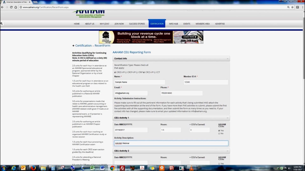 Online CEU Submission Tutorial