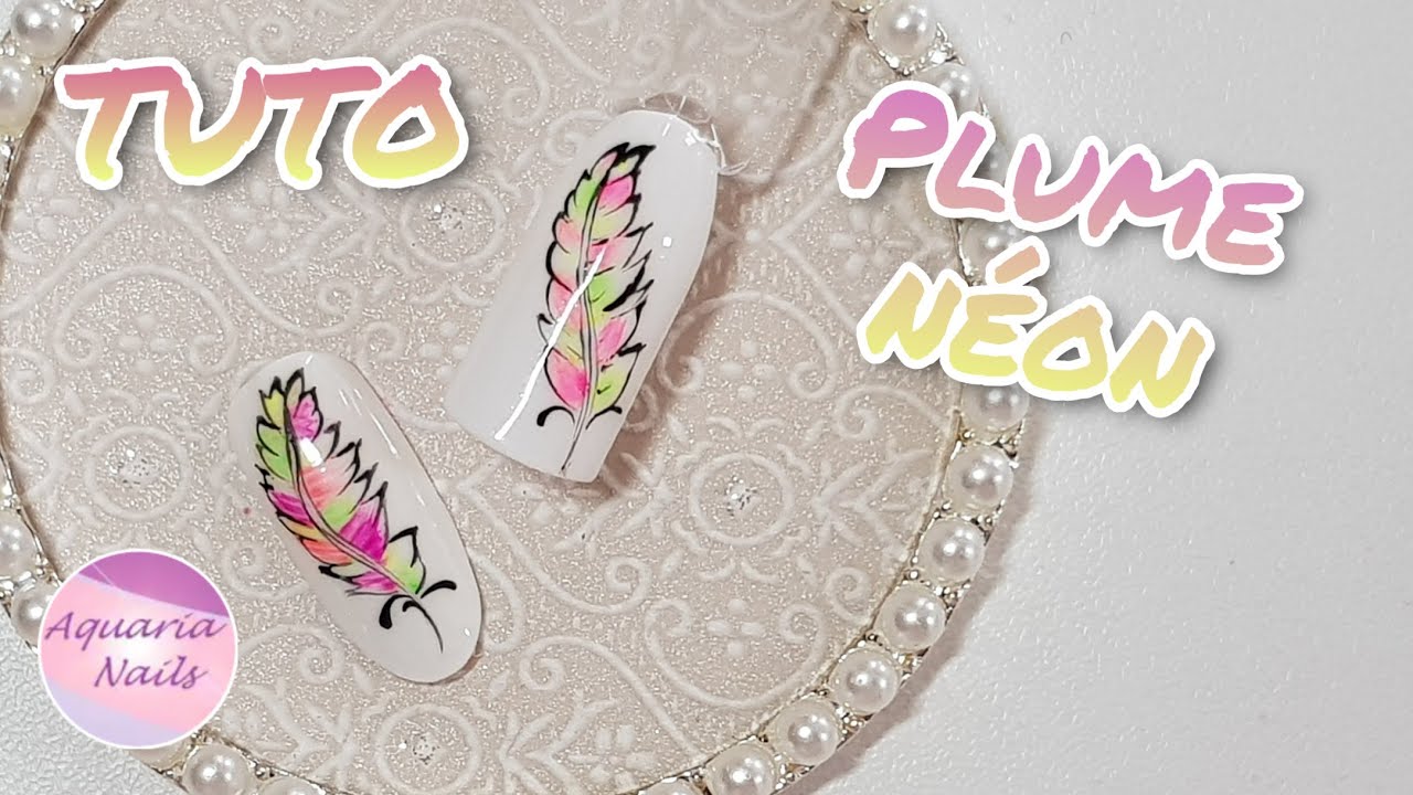 TUTO nail art plume néon