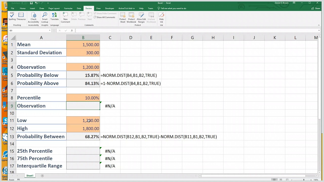 Excel Norm Dist and Norm Inv