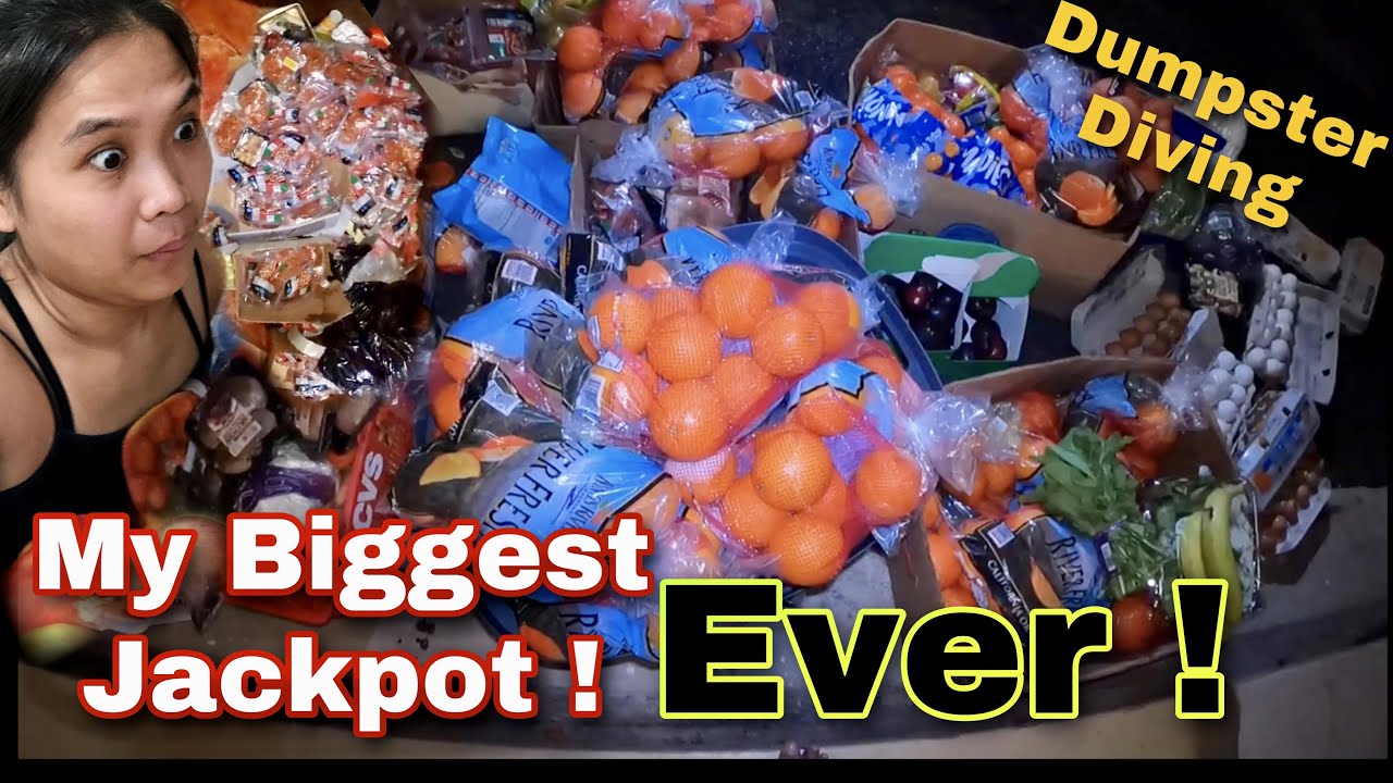 DUMPSTER DIVING, THIS DUMPSTER IS FLOODING WITH ORANGE, PEPPERONI AND SO MUCH GROCERIES