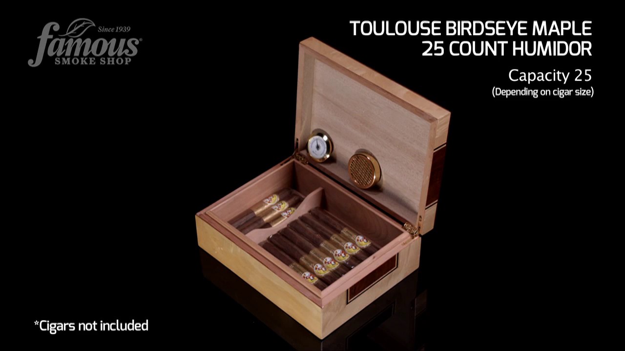 Toulouse Birdseye Maple 25 Count Humidor - Famous Smoke Shop