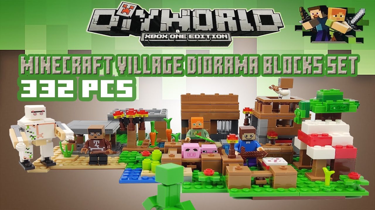 MYWORLD DIYWORLD MINECRAFT VILLAGE DIORAMA BLOCKS SET UNBOXING