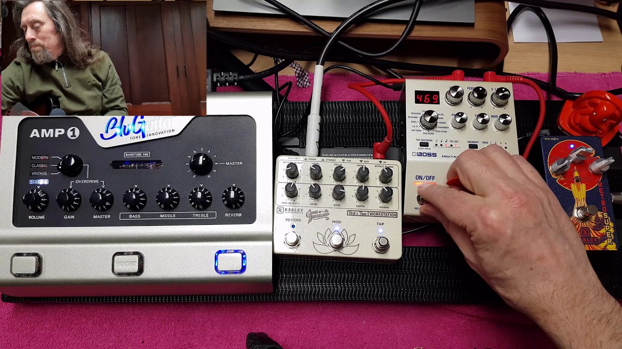 BluGuitar Amp 1 Mercury: 2nd play/Clean channel/Nanocab - DD-200 - Keeley: Retro Super/Verb o Trem