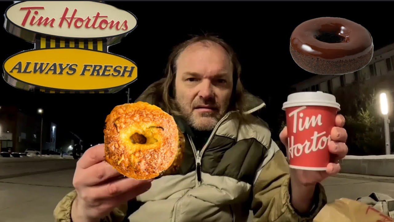 Tim Hortons Jalapeno Asiago Mozzarella Bagel &  Double Chocolate Donut Review + Bonus 