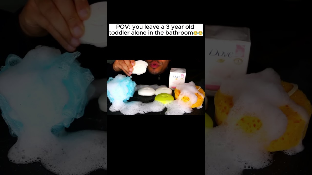 POV: you leave a 3 year old alone in the bathroom😂#viralvideo #toddlers #soap #eating