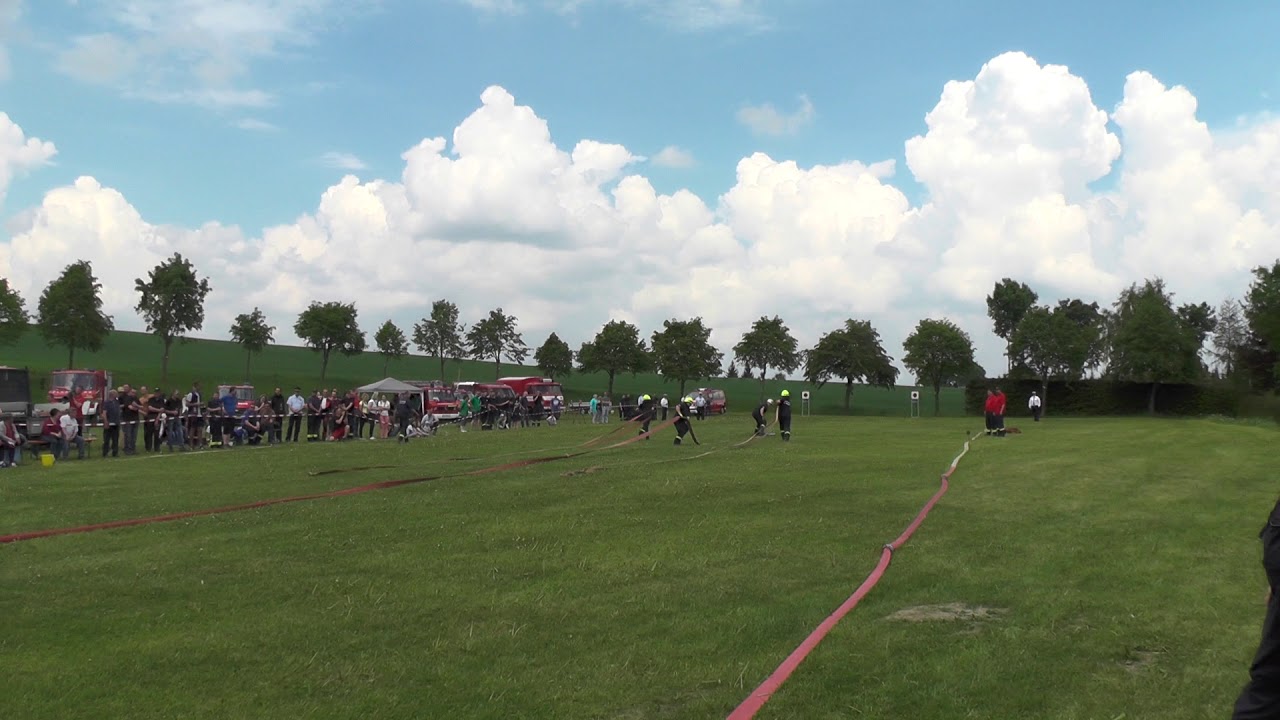 L&ouml;schangriff nass Vogtland Cup 2018 Feuerwehr Oberpirk alte Pumpe Lauf 1