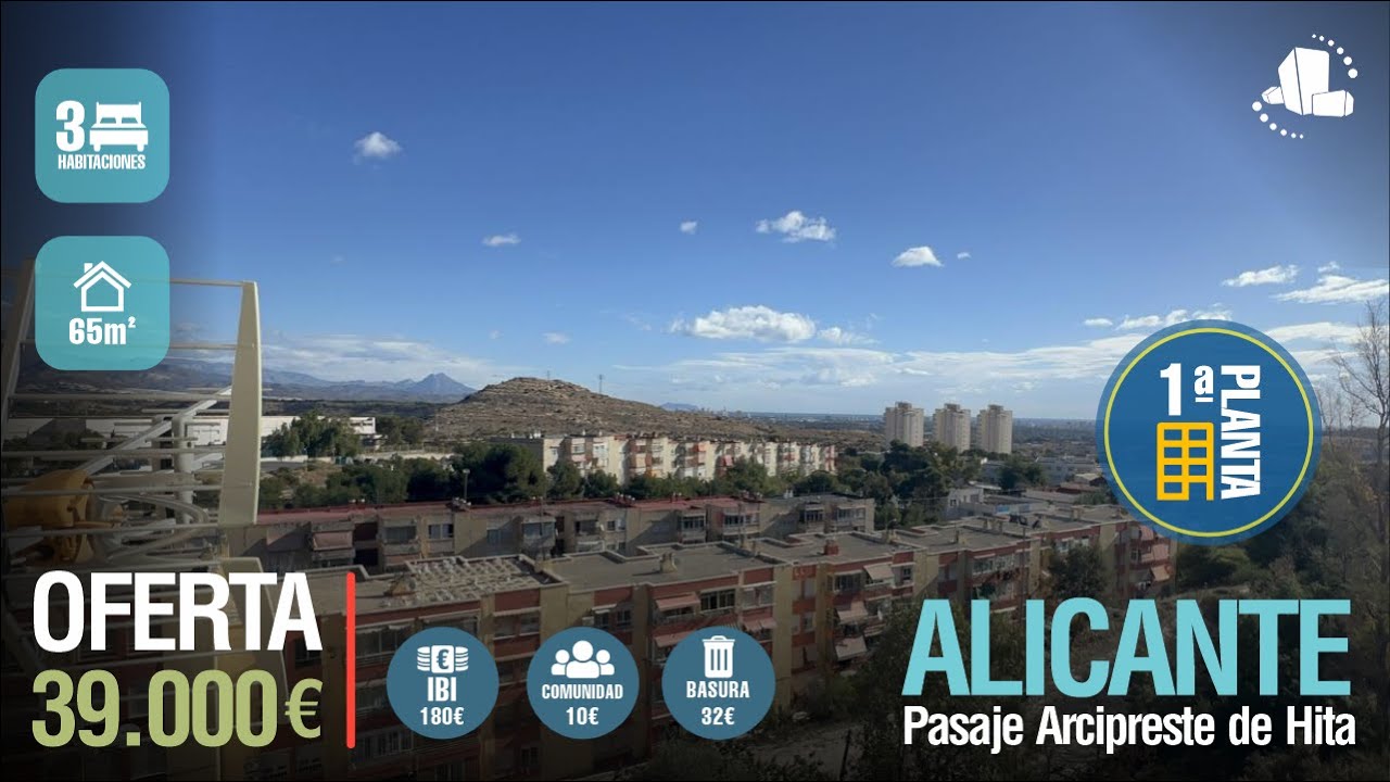 ✅ VENDIDO ✅☀️ALICANTE 💰39.000 € ⭐️JUAN XXIII / PASAJE ARCIPRESTE DE HITA / 65 m² / 3 H / P 1⭐️