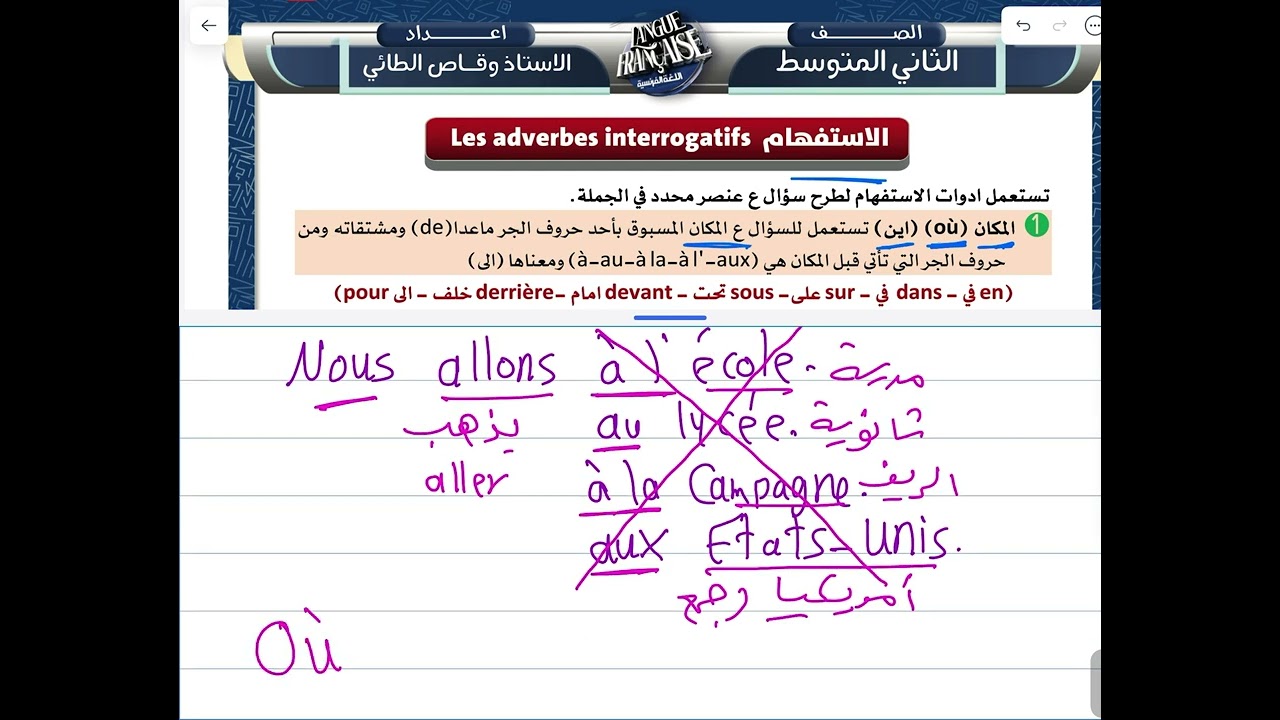 الجزء الاول .الاستفهام . الثاني متوسط