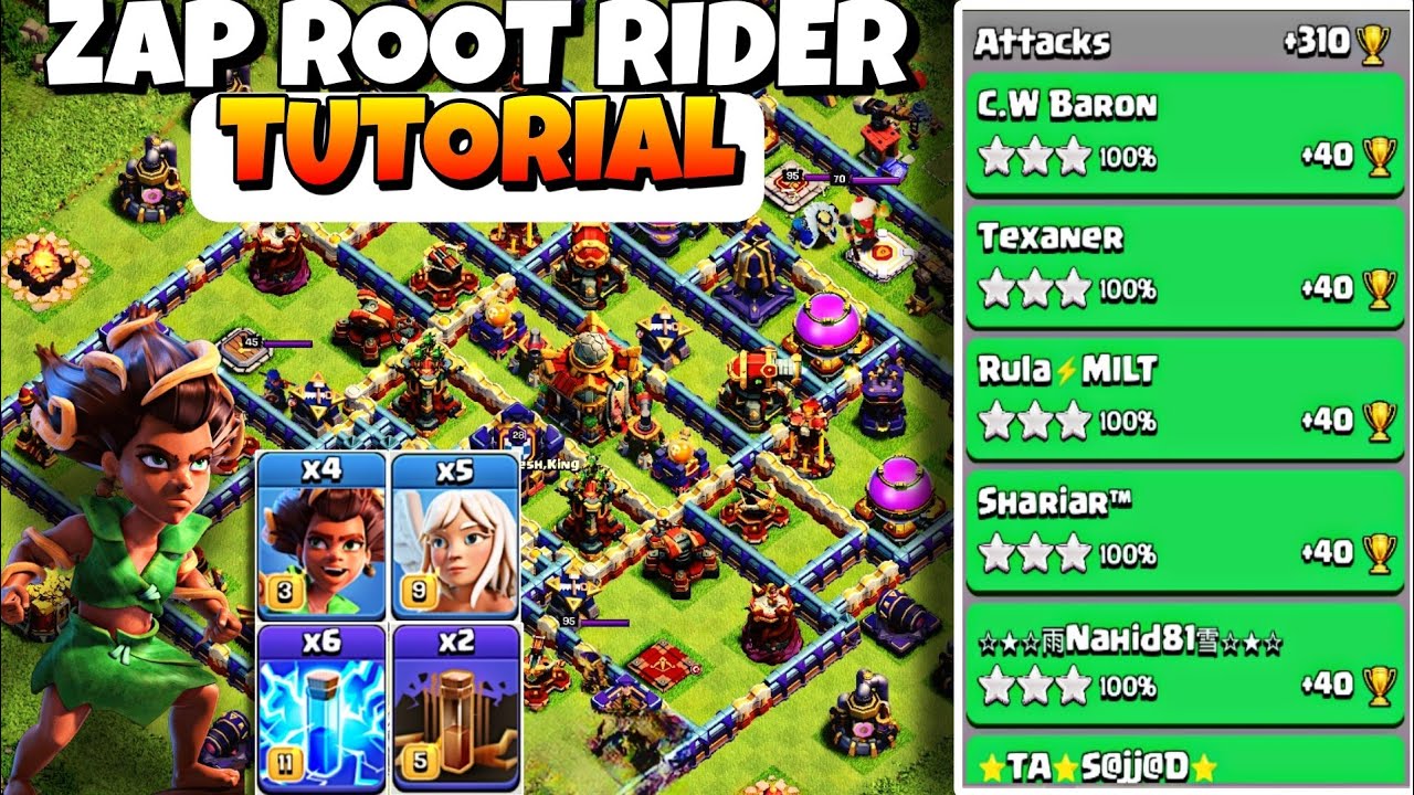 TH16 ZAP ROOT RIDER STRATEGY 🔴 LEGEND LEAGUE LIVE ATTACK 🔴 APRIL SEASON