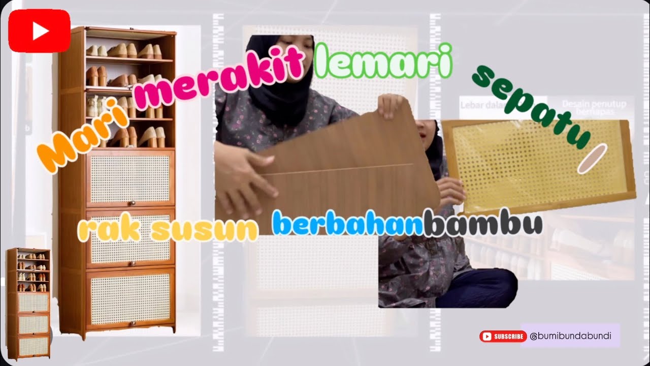 Tutorial merakit lemari sepatu rak susun kayu berbahan bambu. How to make wood shoes rack bamboo