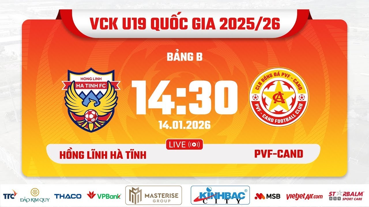 🔴 TRỰC TIẾP: U19 HỒNG LĨNH HÀ TĨNH vs U19 PVF-CAND | VCK GIẢI BÓNG ĐÁ U19 VÔ ĐỊCH QUỐC GIA 2025/26