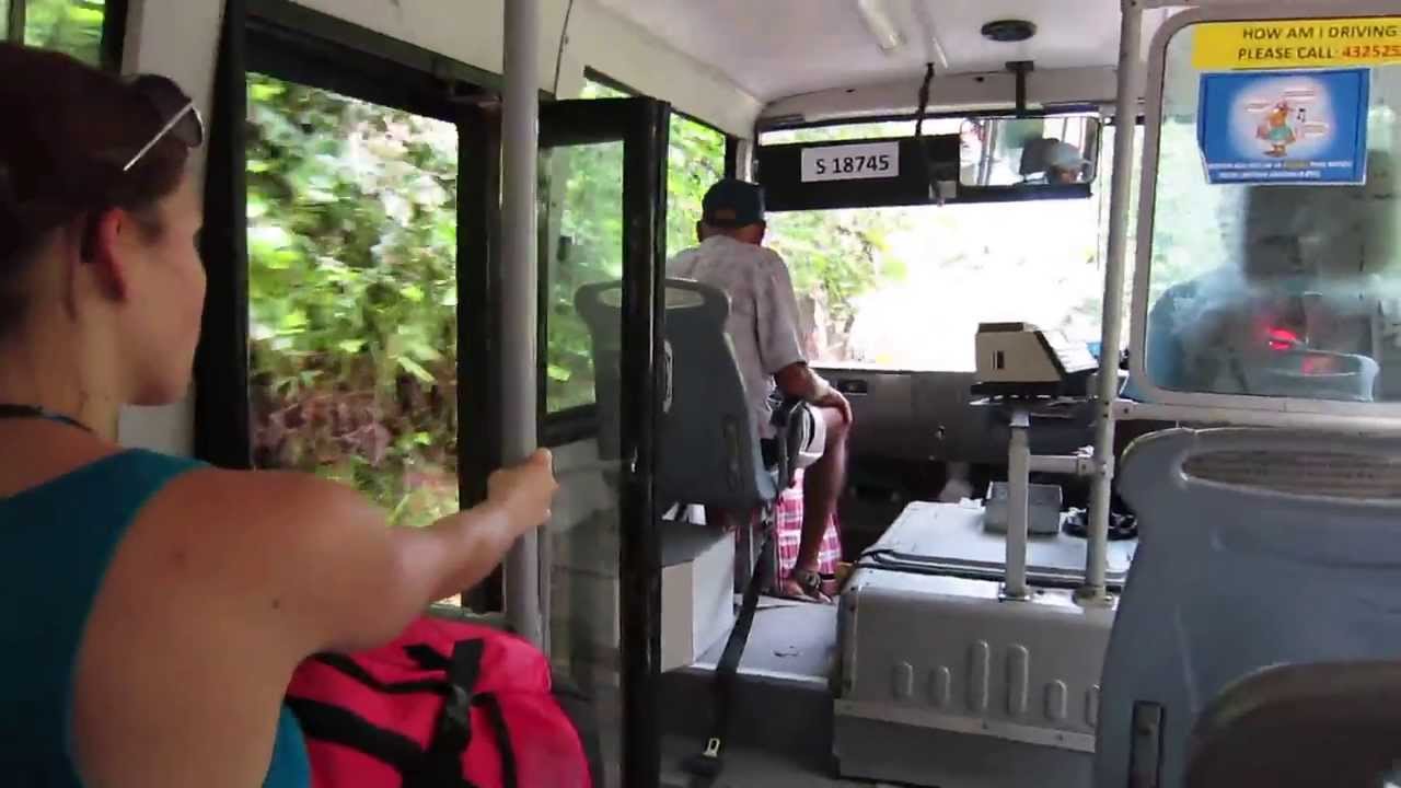 took the bus on the island Praslin, Seychelles