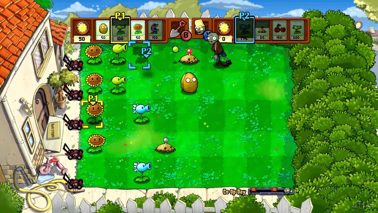 Plants vs Zombies Xbox 360 Co-op Challenge Part 1