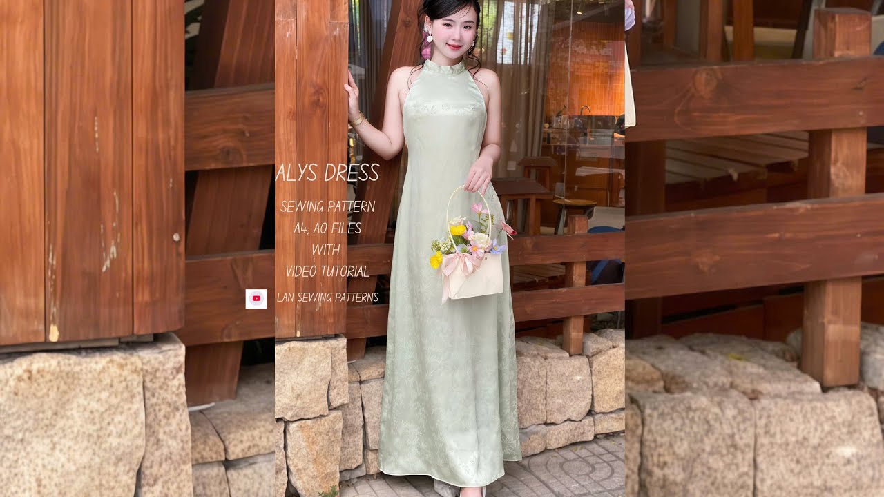 Alys Halter Neck Maxi Dress Sewing Pattern 🌸 | Elegant A-Line Gown sewing XS-4XL (PDF Pattern)