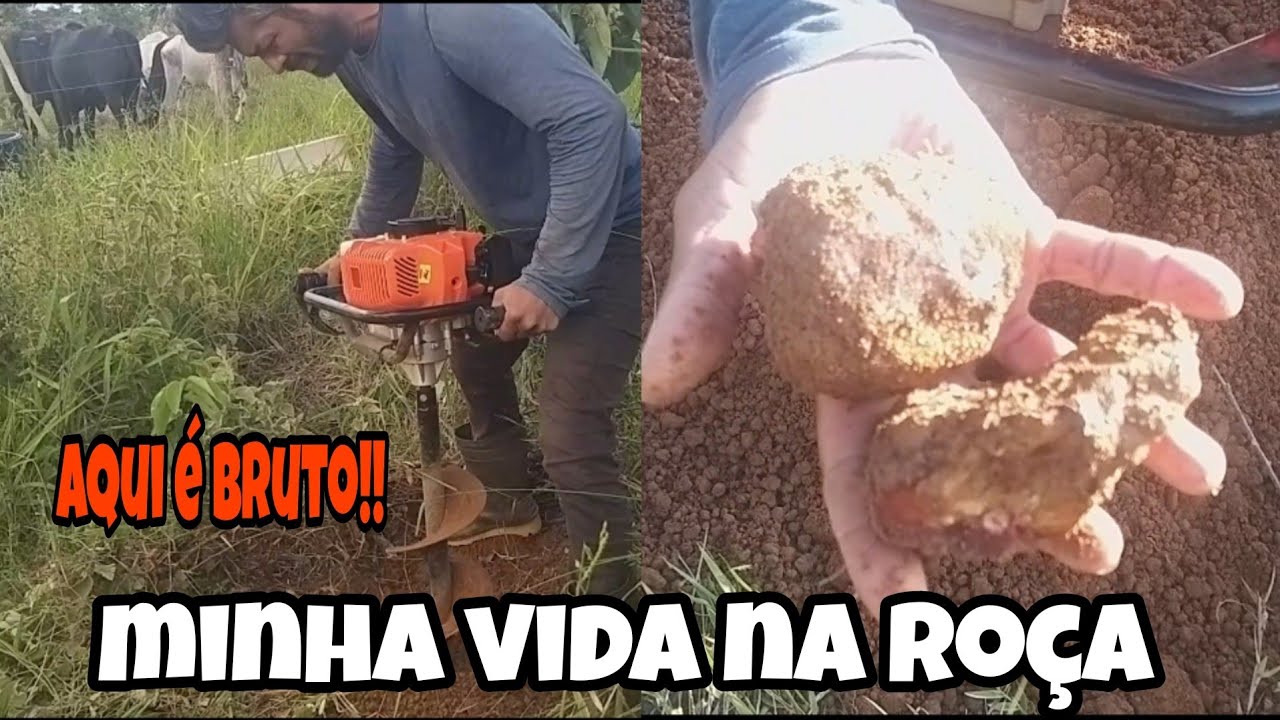 testando perfurador de solo no cascalho com pedra !!! fazendo cercado pros gado