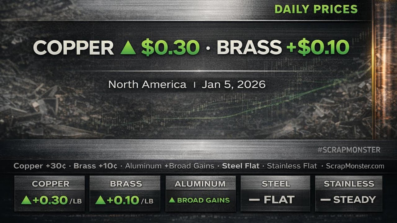 Copper Jumps $0.30/LB • Brass +$0.10 • North American Scrap Prices