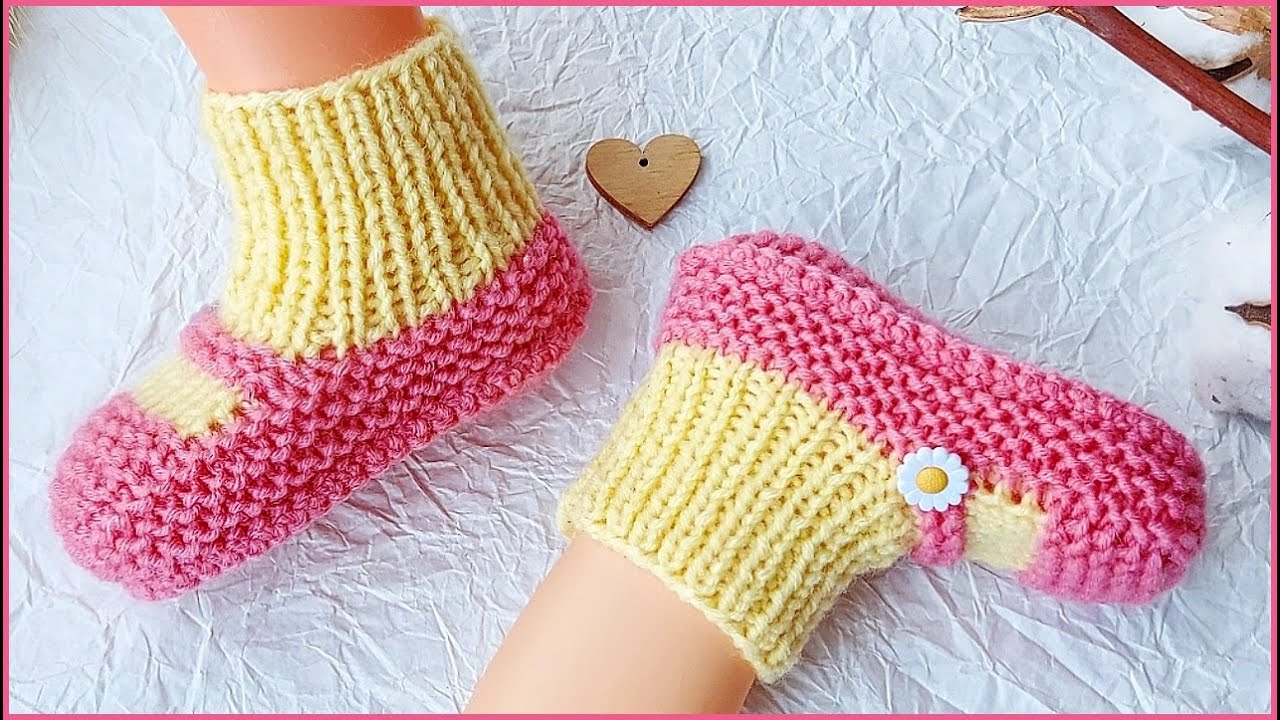 Пинетки спицами. Подробный мастер класс.