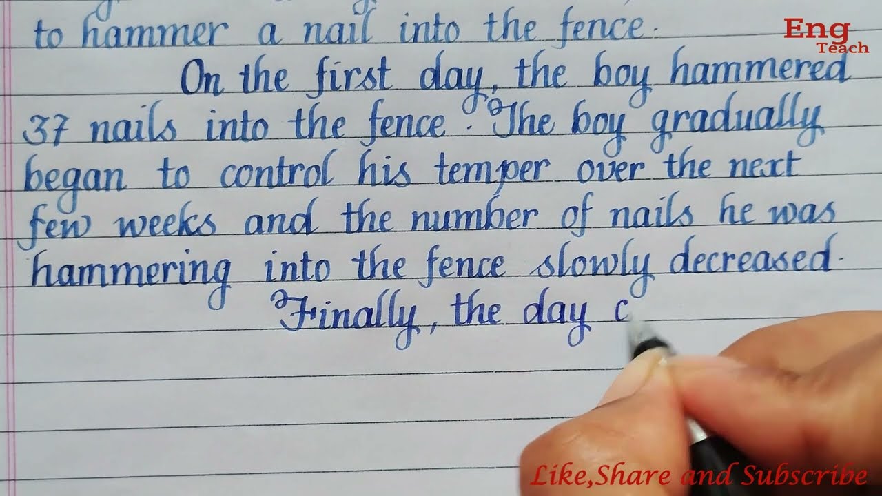 Story : control your temper | story writing | writing | English handwriting Practice | Eng Teach