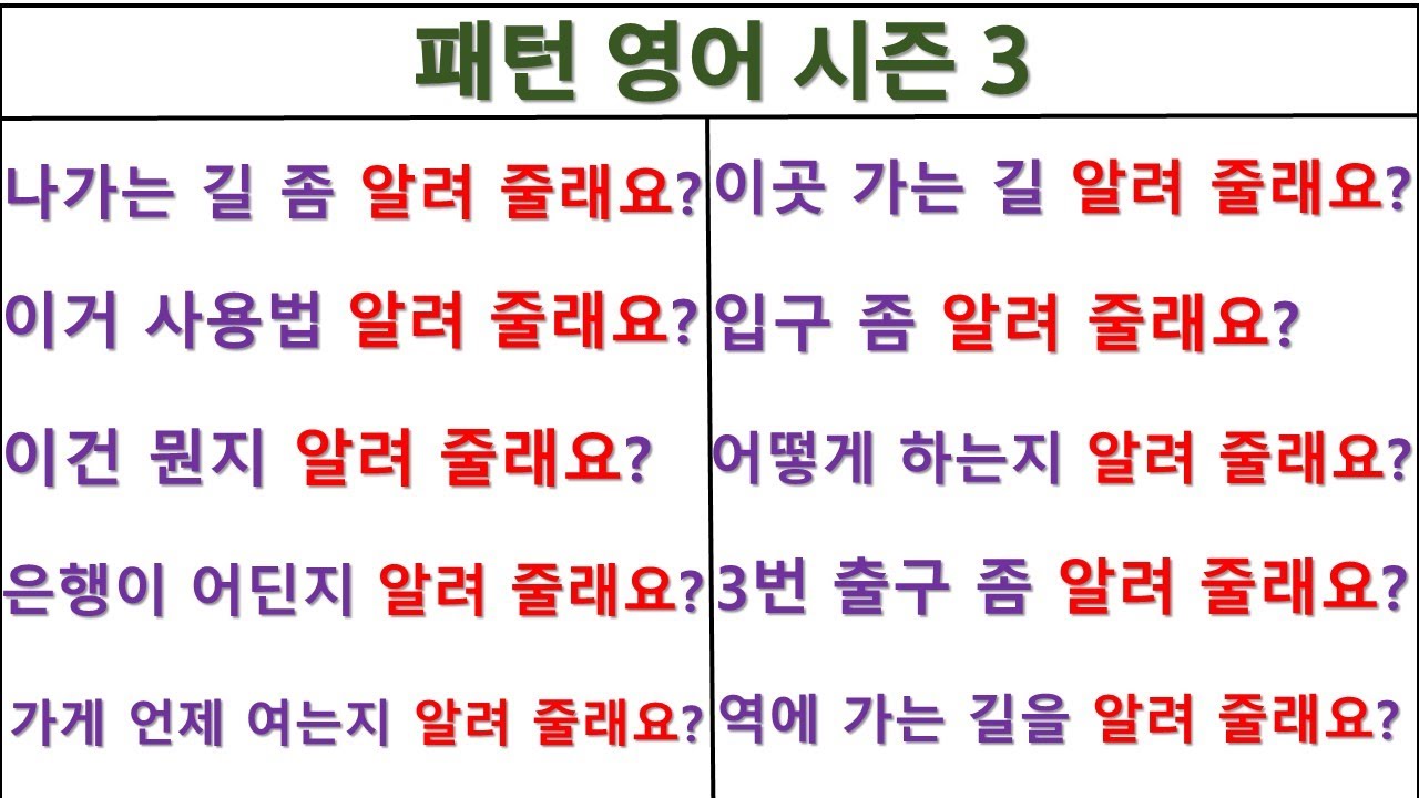 Can you tell me~(~알려 줄래요?) / Can you show me~(~알려 줄래요?) / 패턴영어 시즌3 (58일 째)