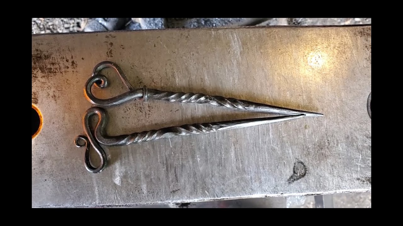 Blacksmith Forging Two Hair Sticks: Heart and Viking