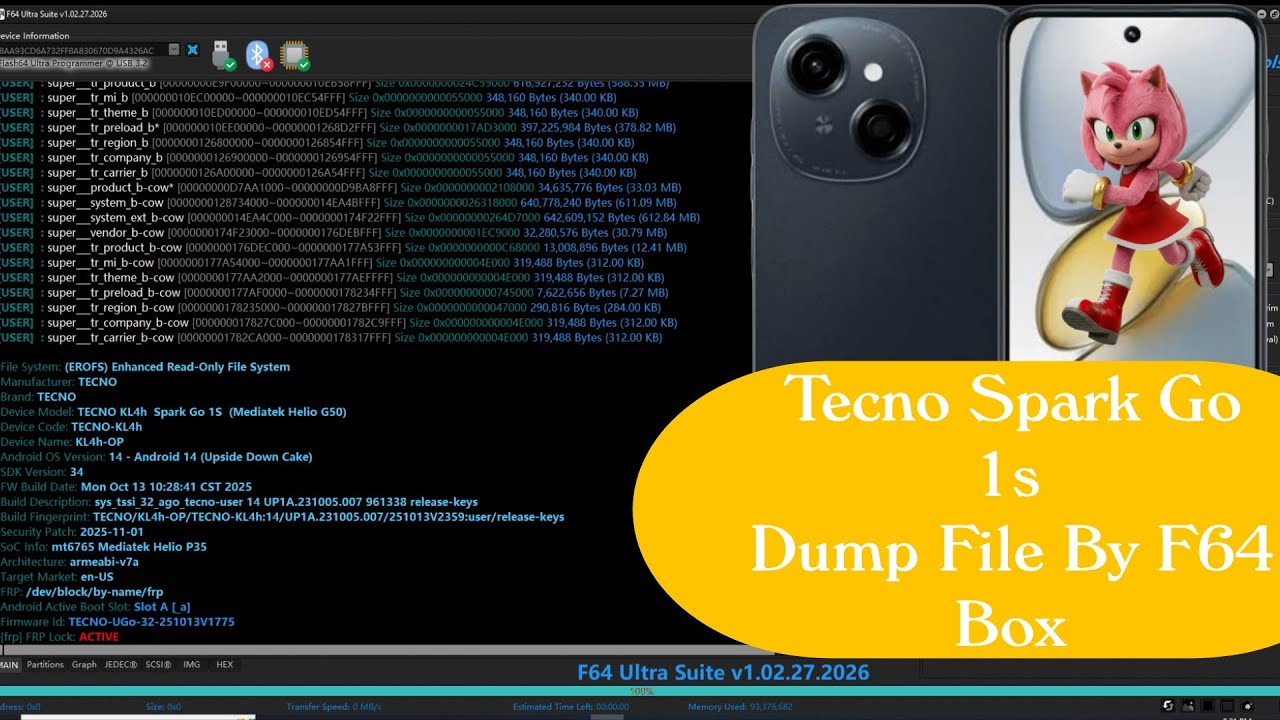 Tecno Spark Go 1s (Kl4h) Dump File By F64 Box