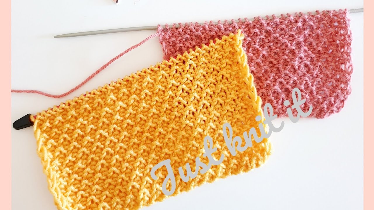 Knitting stitch pattern 2 for baby & adult cardigans, pullovers. Reverse of the sand stitch pattern