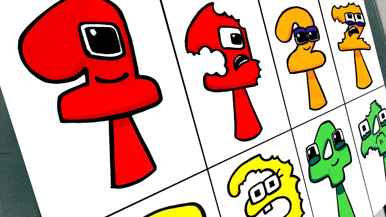 Drawing All WONDERLAND NUMBER Characters in Chibi Style | One TWO THREE FOUR