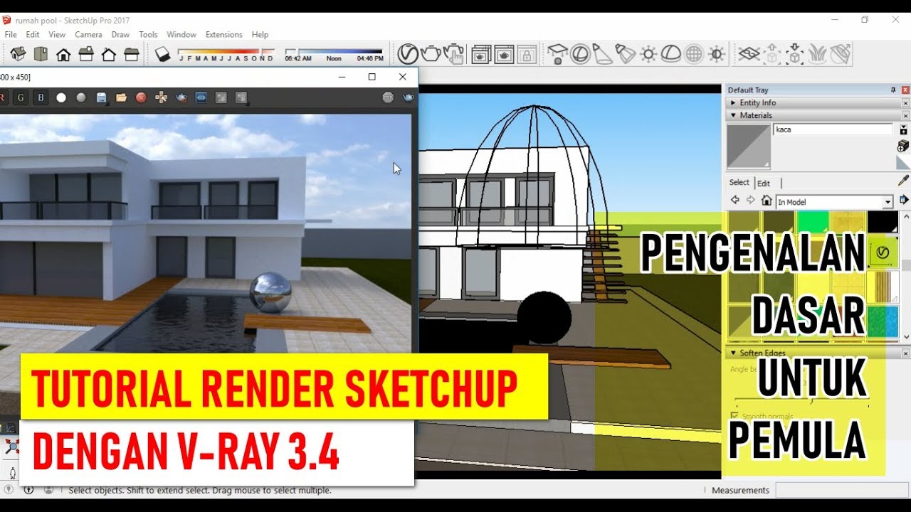 Tutorial Render Sketchup Dasar - V-ray 3.4  Dasar Untuk Pemula