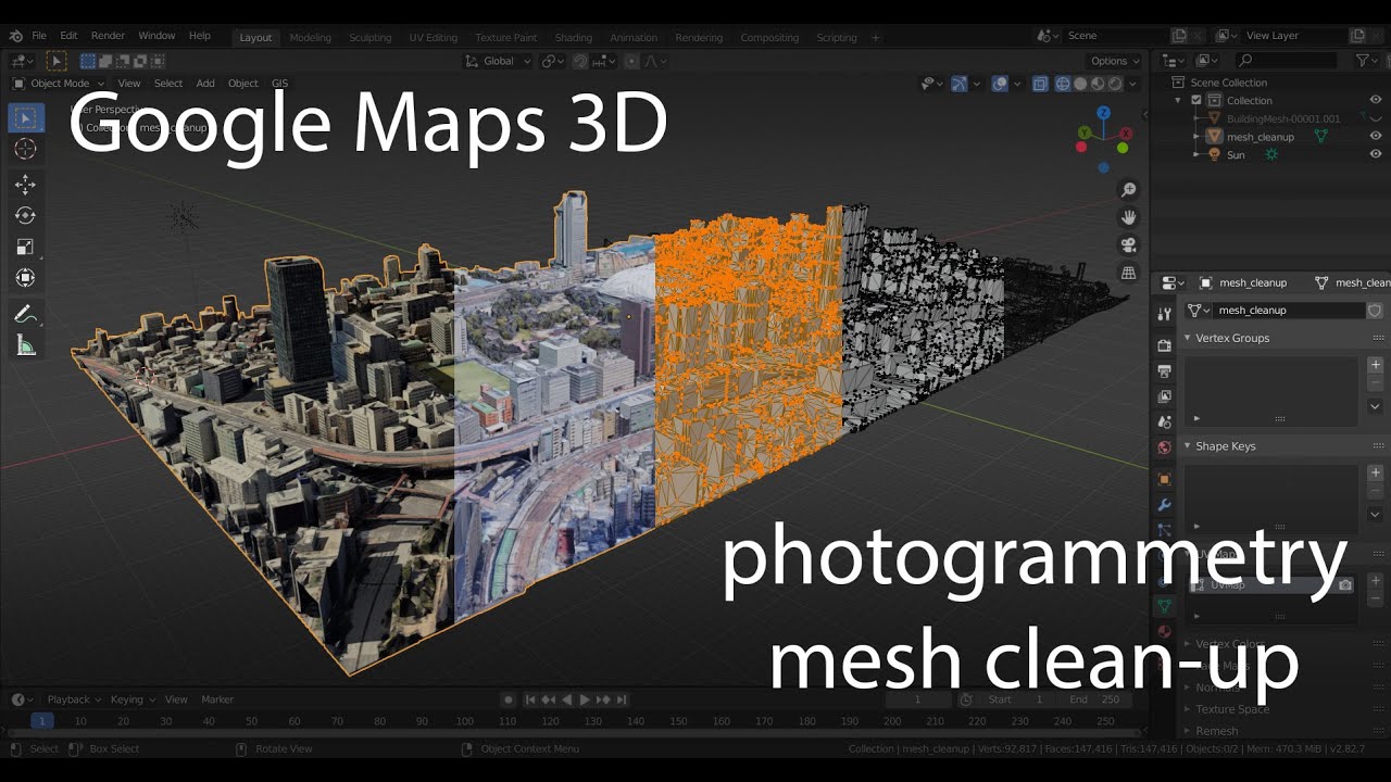 Google Maps 3D: Photogrammetry Mesh Clean-up