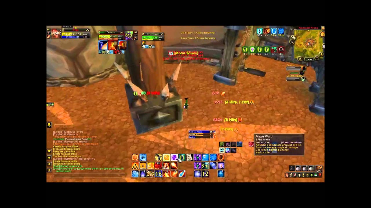 Molten WoW - Fire Mage soloing arena 1vs2