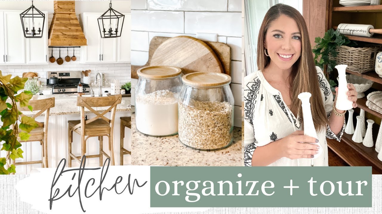 FARMHOUSE KITCHEN ORGANIZATION TOUR | KITCHEN ORGANIZE WITH ME | KITCHEN CABINET ORGANIZATION